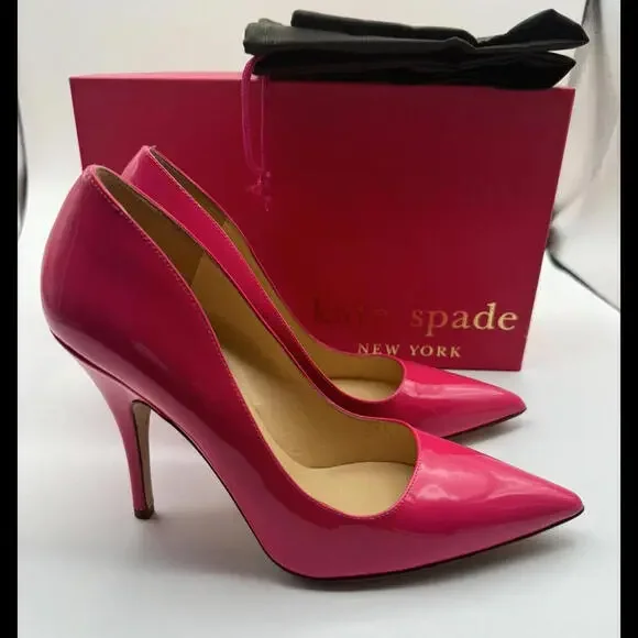 Kate Spade Licorice Pump Heels Lipstick Pink Size 7.5 US - Picture 2 of 8
